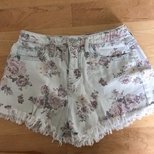 floral jean shorts